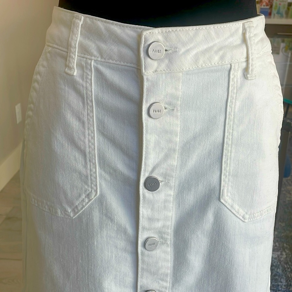 Paige Meadow Midi Skirt Tonal Ecru Size 28 - Picture 5 of 14